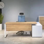 میز مدیریت پایه فلزی ال دار